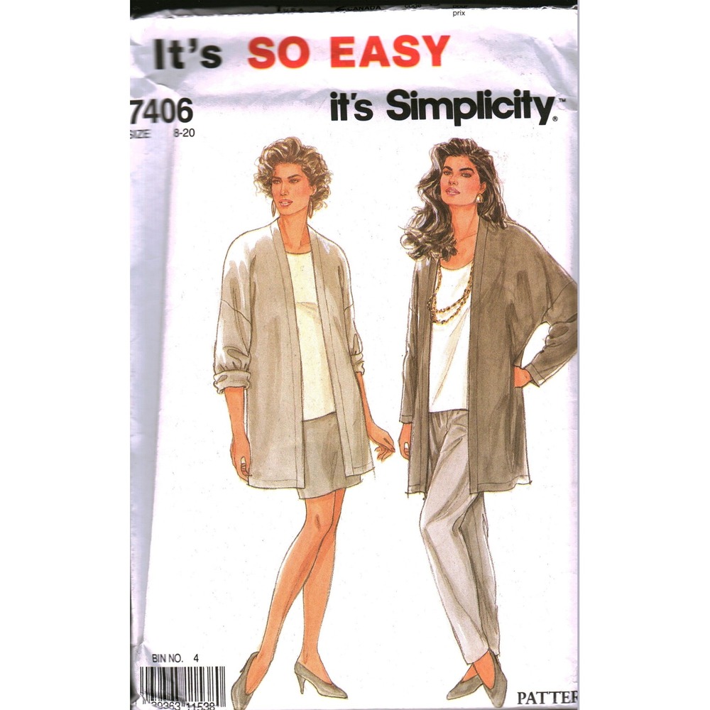 Simplicity 7406 Sewing Pattern Misses Jacket Skirt Pants Multi Size 8-20 Uncut